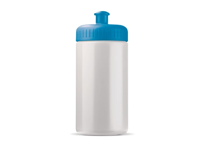 Bidon de sport bioplastique 500ml personnalisable Blanc et Bleu clair